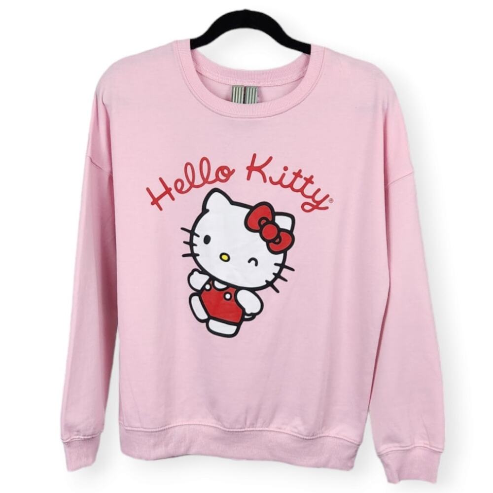 Sanrio Hello Kitty Sweatshirt Crewneck Long Sleeve Pink Women's Size XS (Flaw)